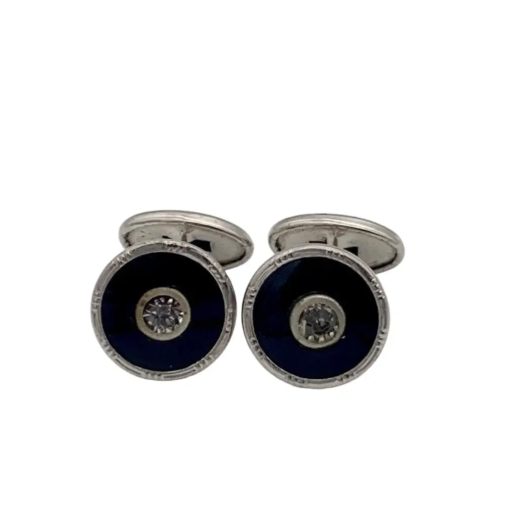 🍭6/$30 Vintage black rhinestone cuff links